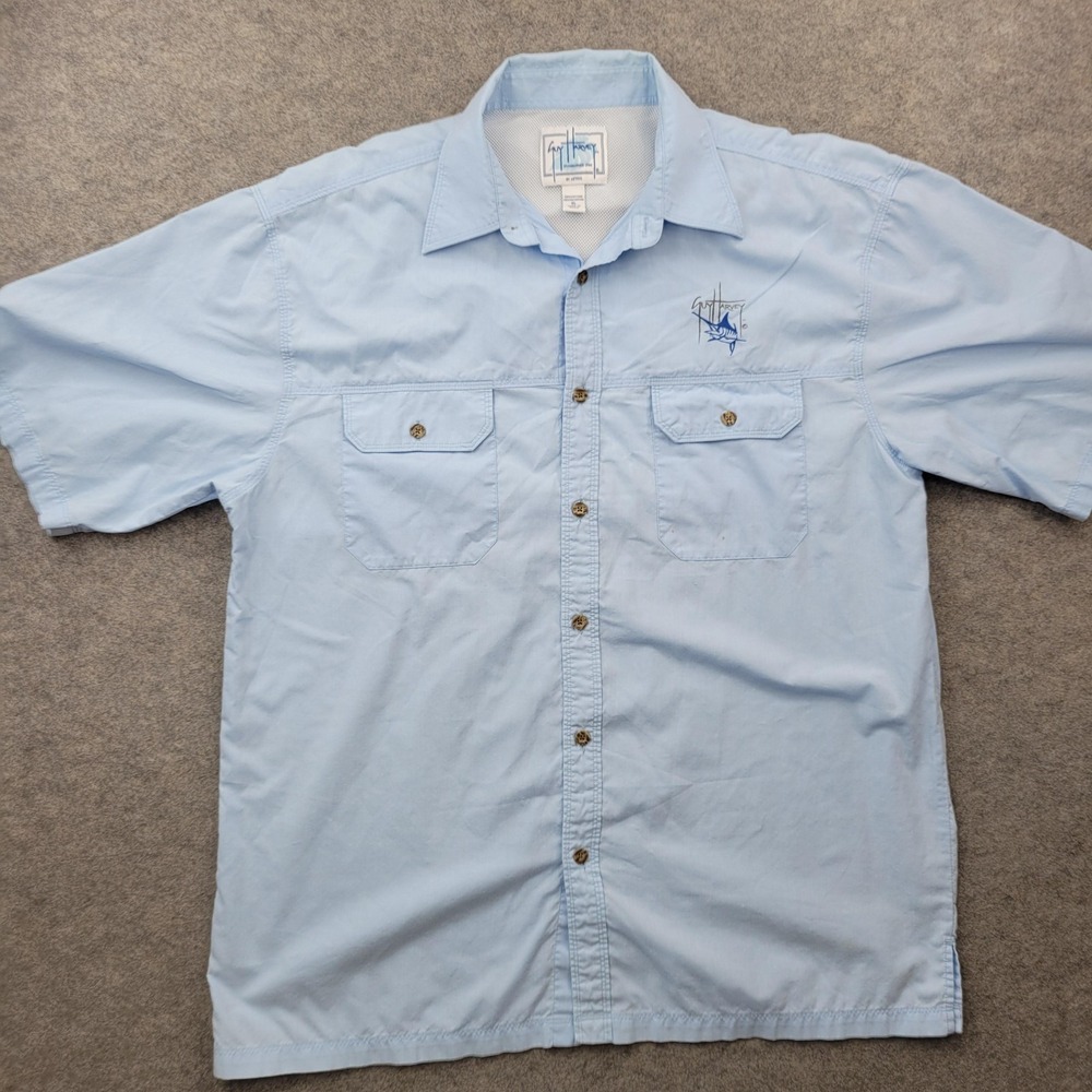 Guy Harvey Shirt Mens XL AFTCO Marlin Fishing Button Front Short Sleeve Vented